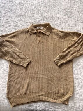 Men's Knit Polo Sweater in Tan